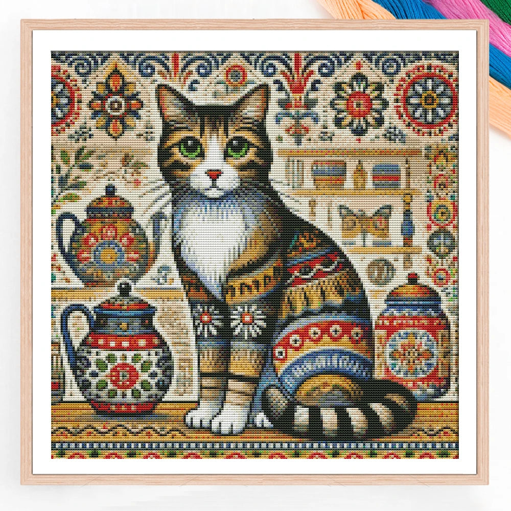 Patterned Cat Cross Stitch Kit