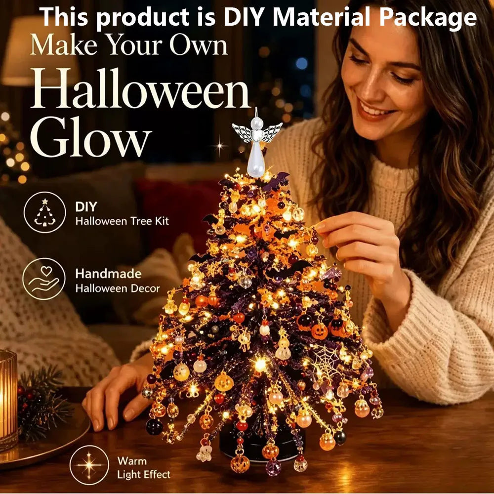 DIY Beaded Tabletop Tree Kit with LED Lights – Autumn, Halloween or Christmas
