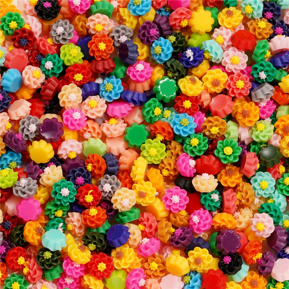 Mixed Flowers Resin Fillings for Jewelry Making - 100Pcs 6mm