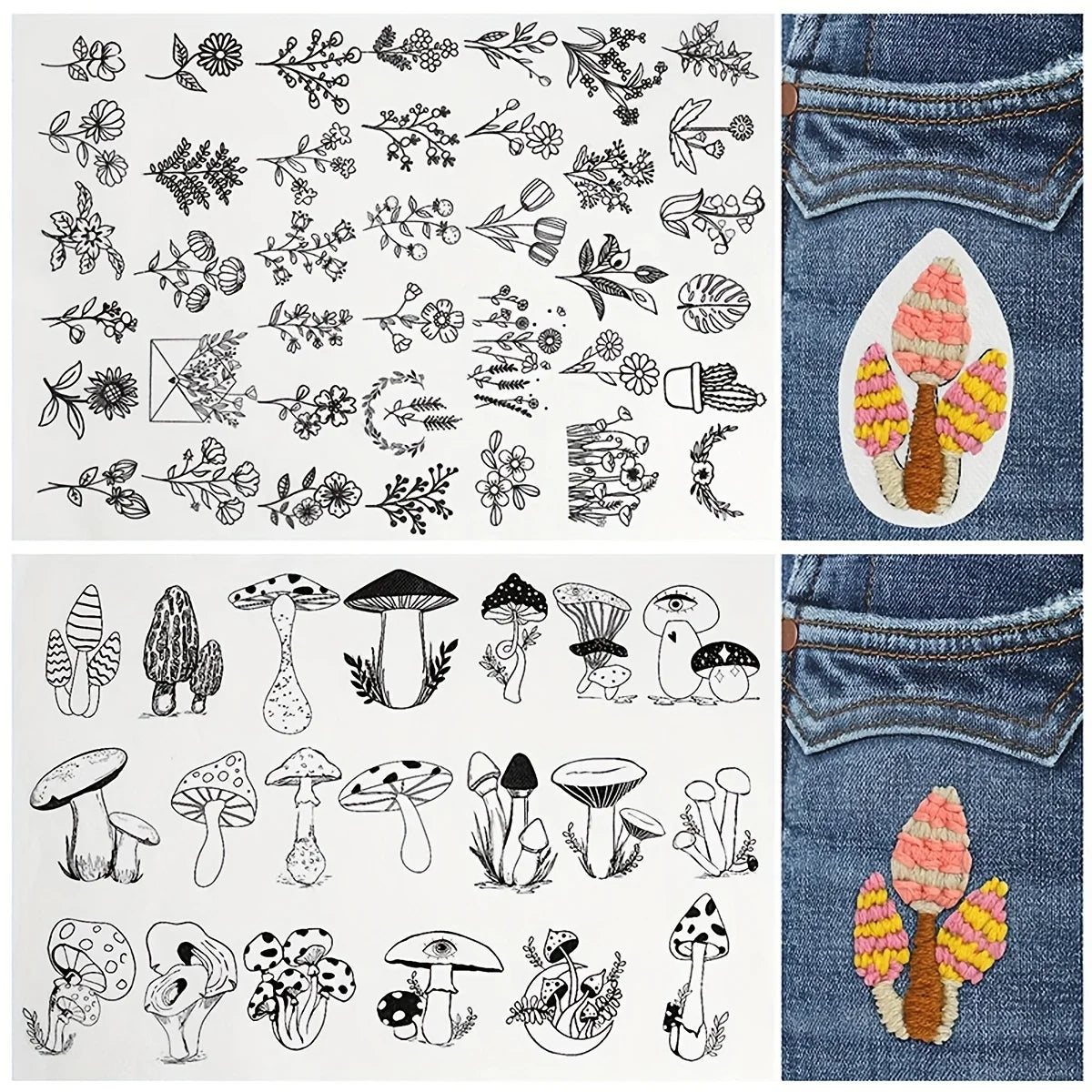 Water Soluble Stick and Stitch Embroidery Paper: Floral and Alphabet Designs