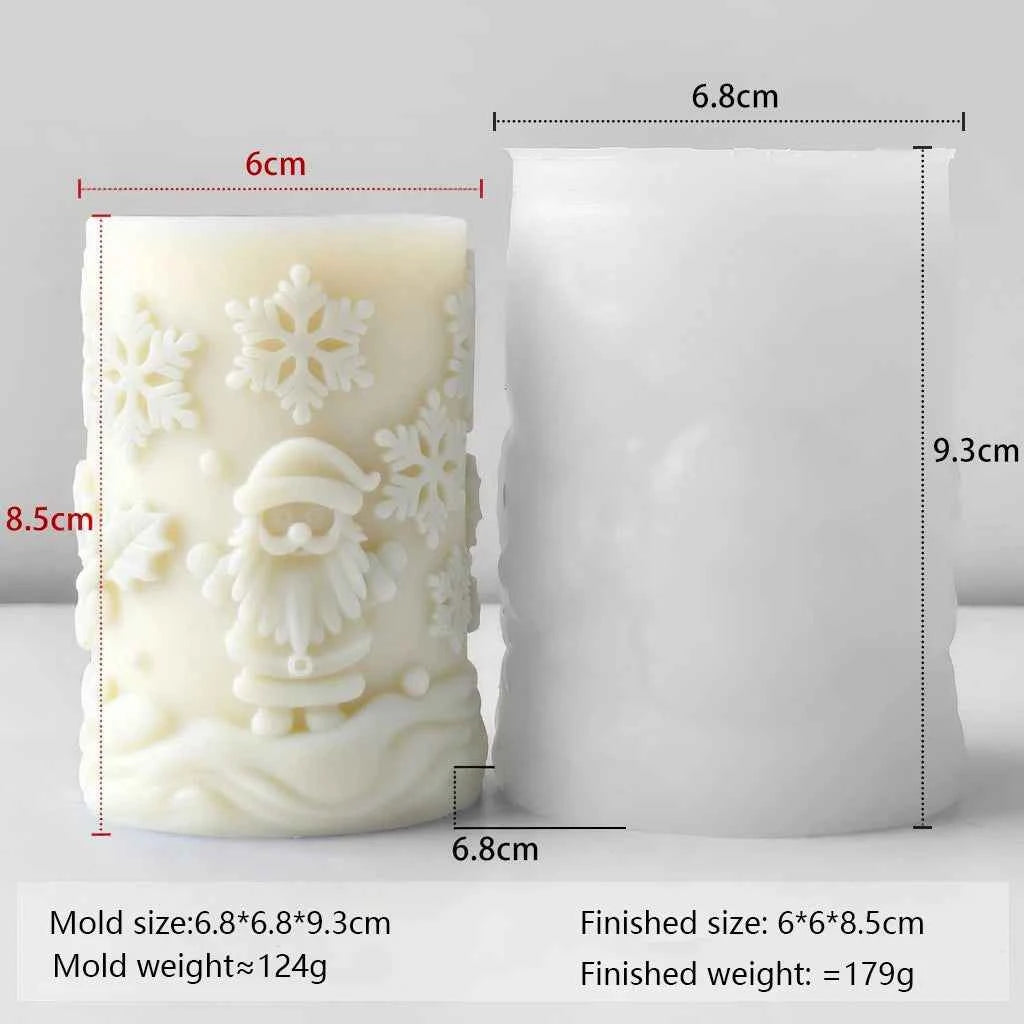3D Christmas Silicone Candle Mold – Cylinder Pillar Mold for Wax, Resin, Soap and Plaster