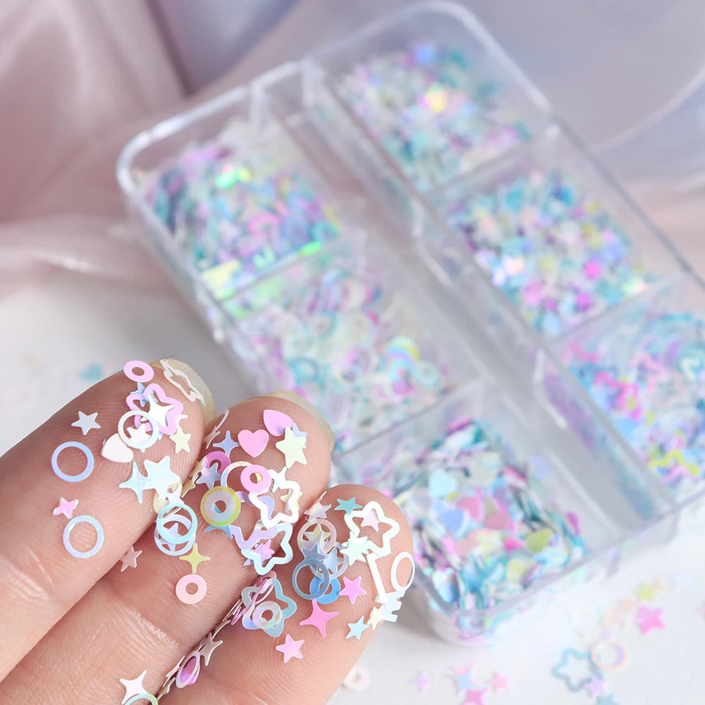 Stars, Glitter Flakes, Circles, Hearts for Epoxy Resin Mold Filling