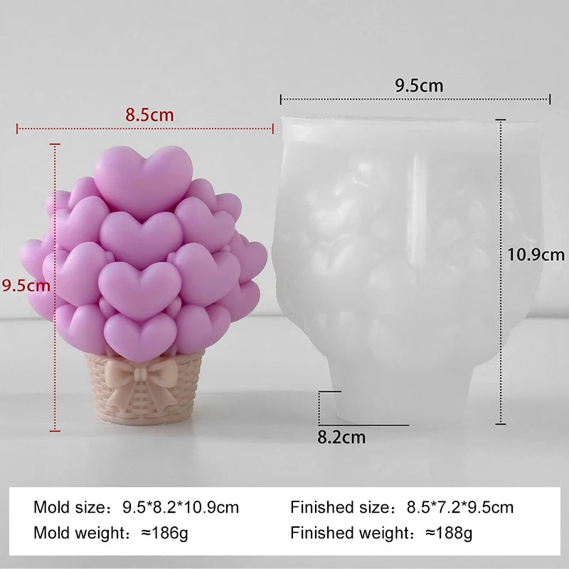 Stacking Hearts Silicone Mold for Candle Making