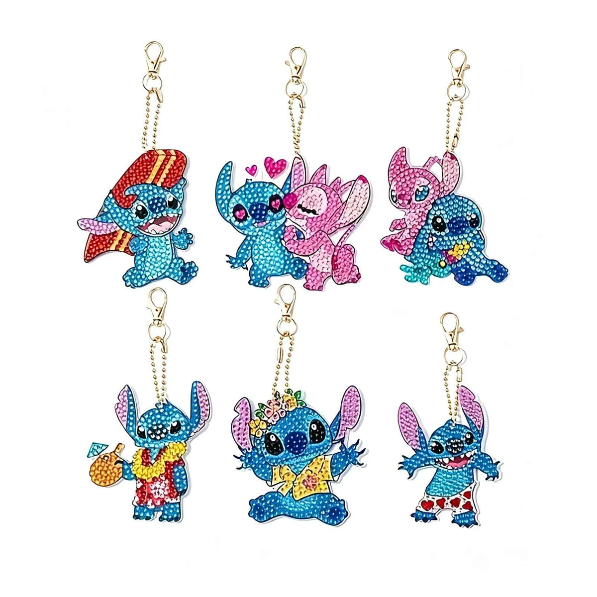 Kids' 5D Diamond Painting Keychain Kit, 6 Cartoon Characters