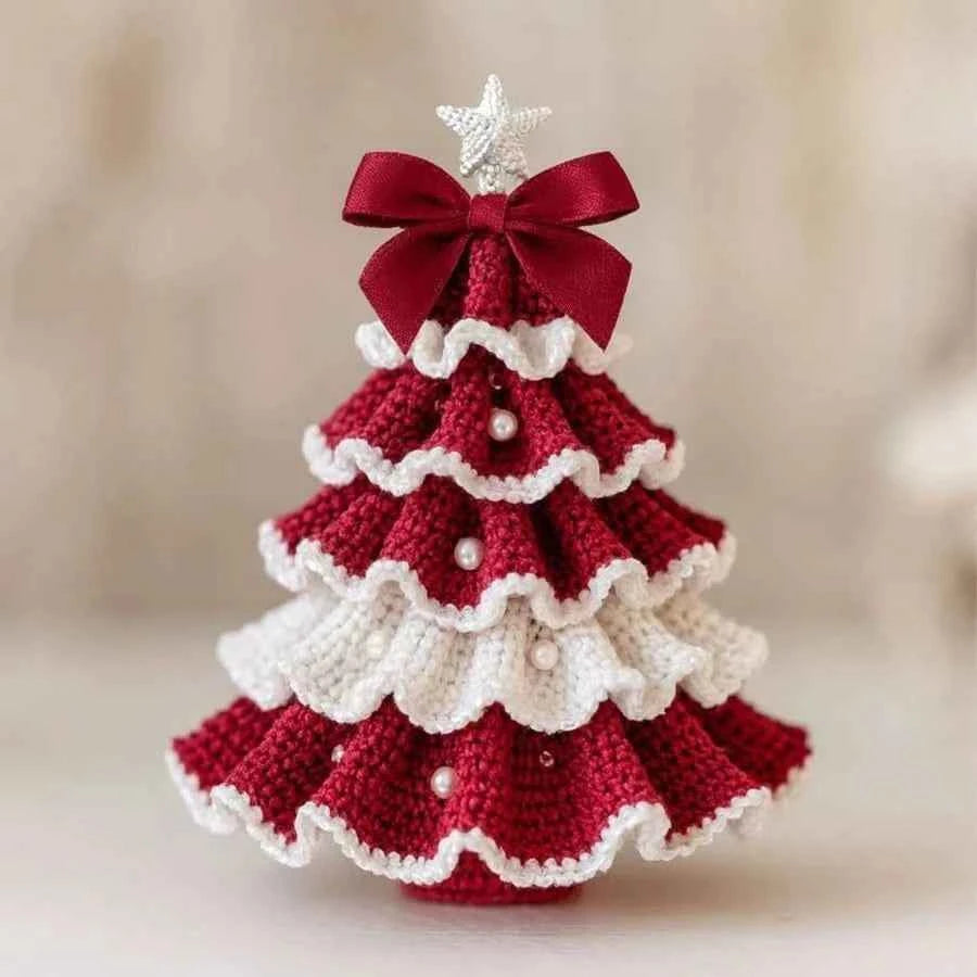 Christmas Tree Crochet Kit – DIY Ruffled Tabletop Tree Starter Set