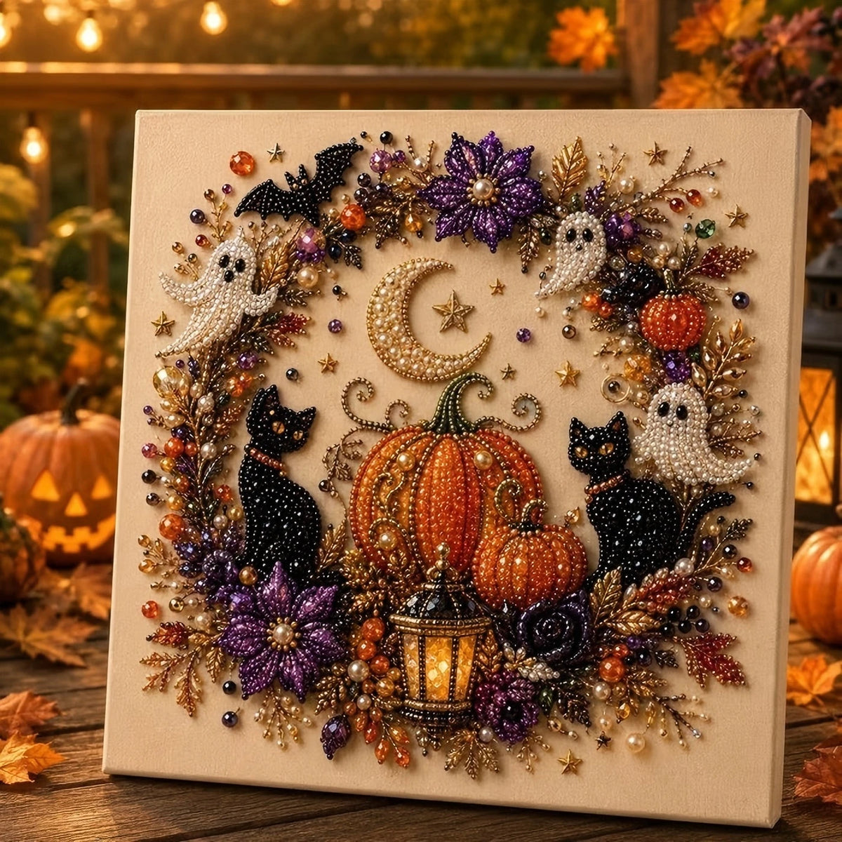 Halloween Pearl Diamond Painting Kit – DIY Spooky Art, 5 Designs