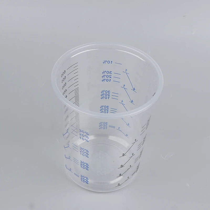 10 Disposable Clear Graduated Plastic Mixing and Measuring Cups For Paint and Resin
