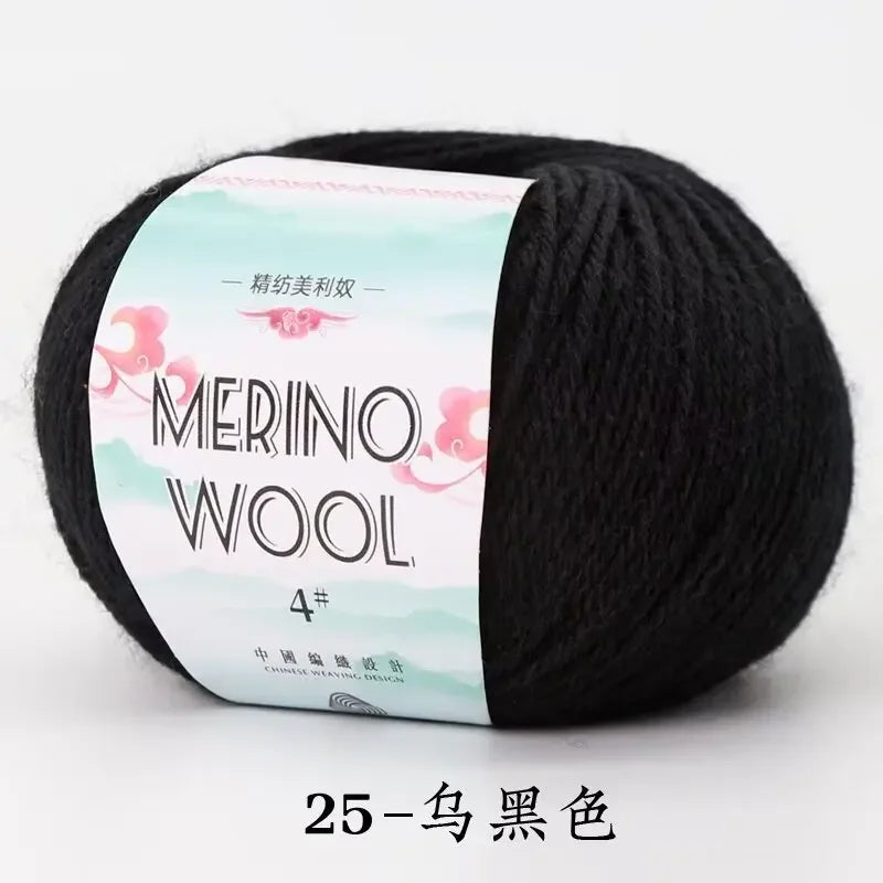 Black 50g ball of Merino Wool