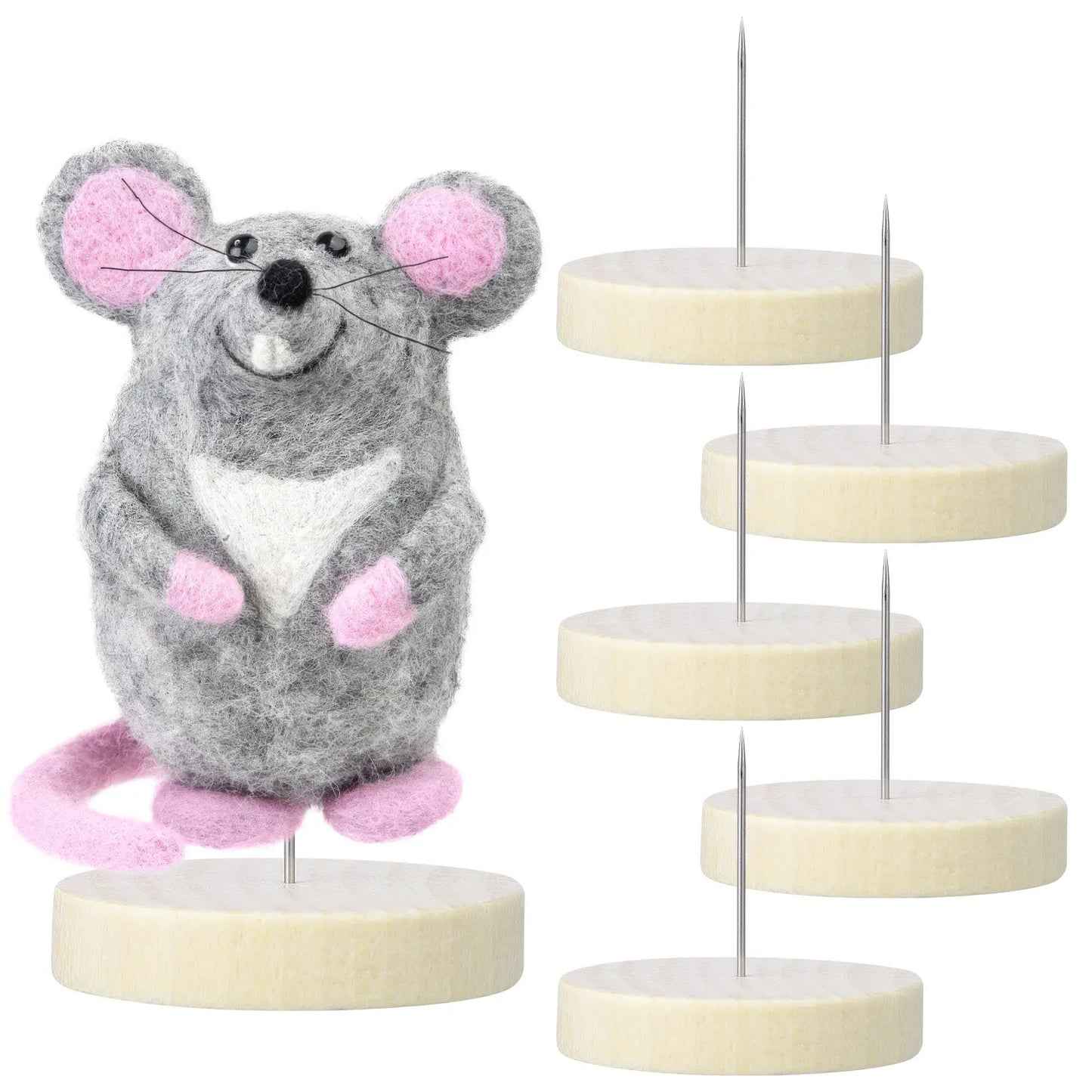 6 Pack Wooden Display Stand for Wool Felting Creations