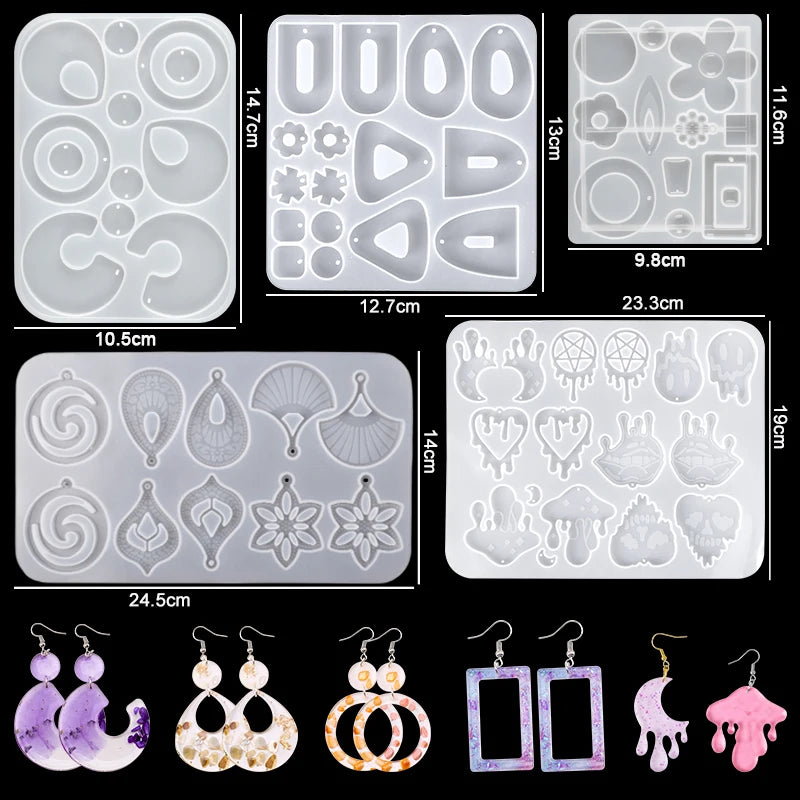 Resin Silicone Mold Set for Earrings, Necklaces, Pendants, Key Fobs