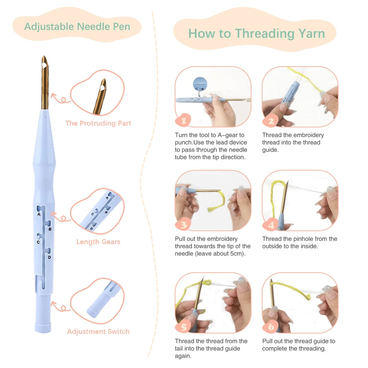 25x25cm Giraffe Punch Needle Kit