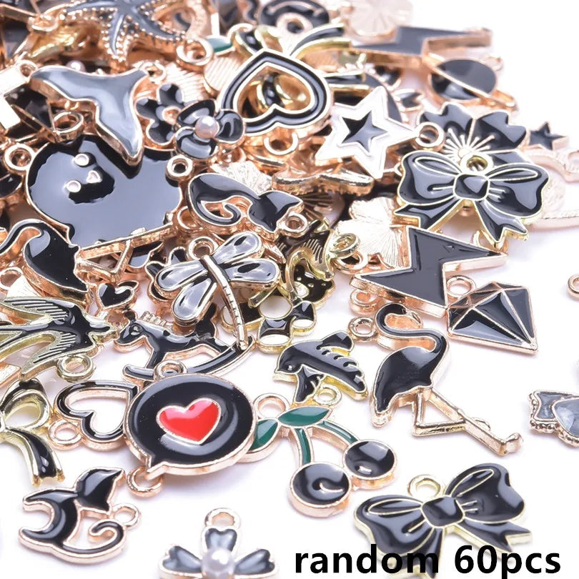 30 or 60 Pieces of Various Mixed Enamel Charms For Jewelry Making