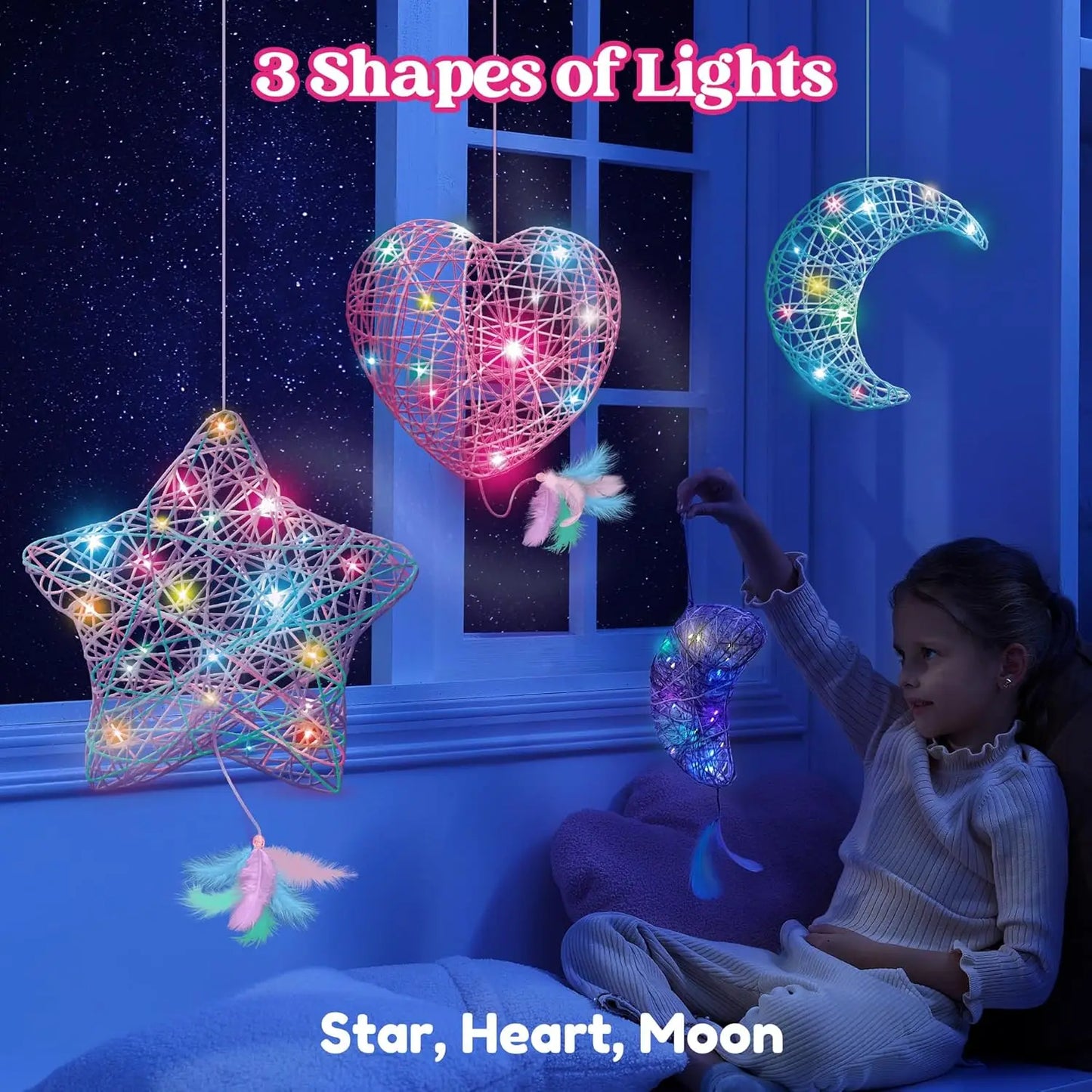 3D String Art Kit - Lights Up with 30 Multi-Colored LED Bulbs