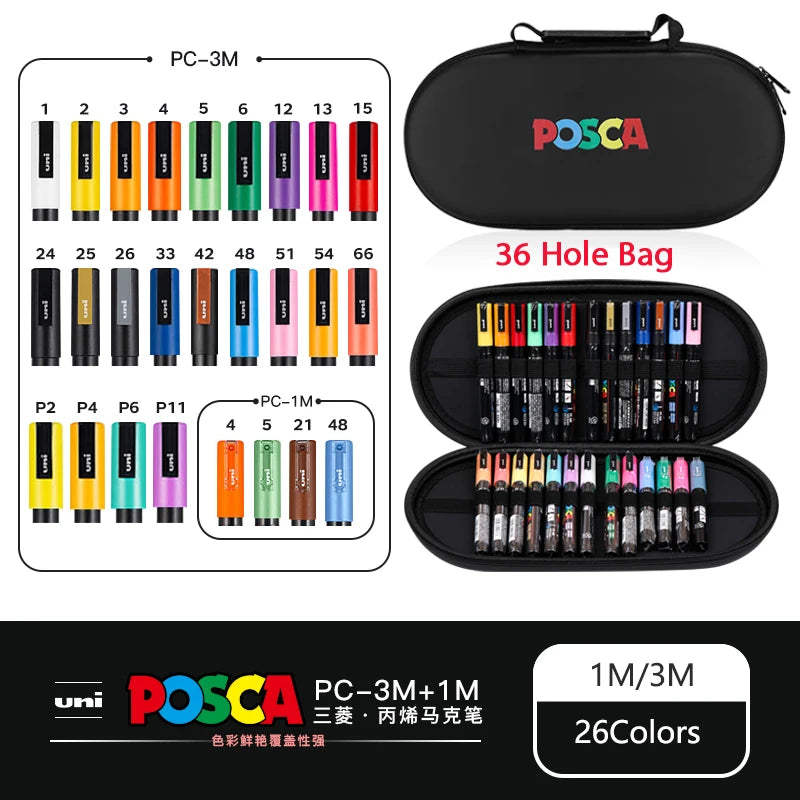 POSCA Multi-Color Marker Pen Set with case