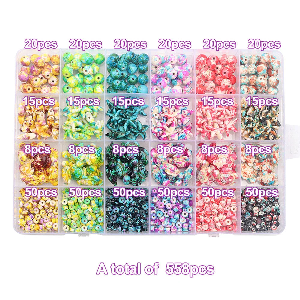 6/46/558pcs Multi-color Ocean Series Beads