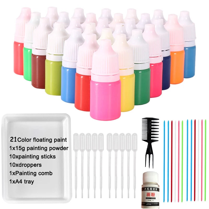 Marble Painting Kit For Kids, Great Arts And Crafts Project: Ideal Gift comes with either 6, 12, or 24 Colors