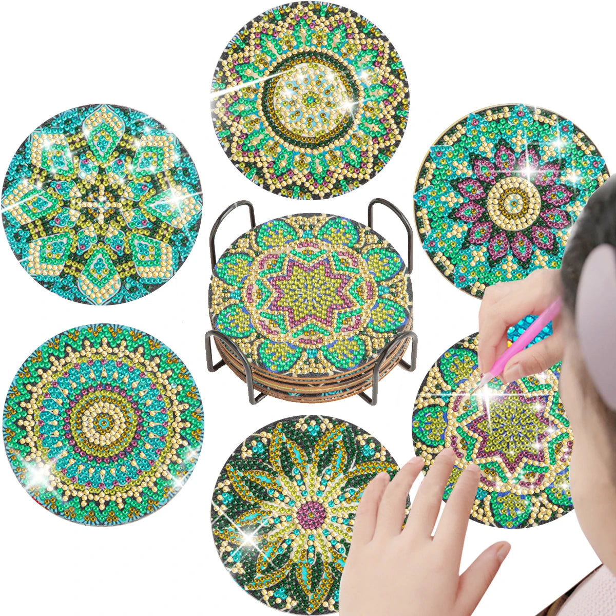 6 Pcs Set of Diamond Art Coasters - Various Designs