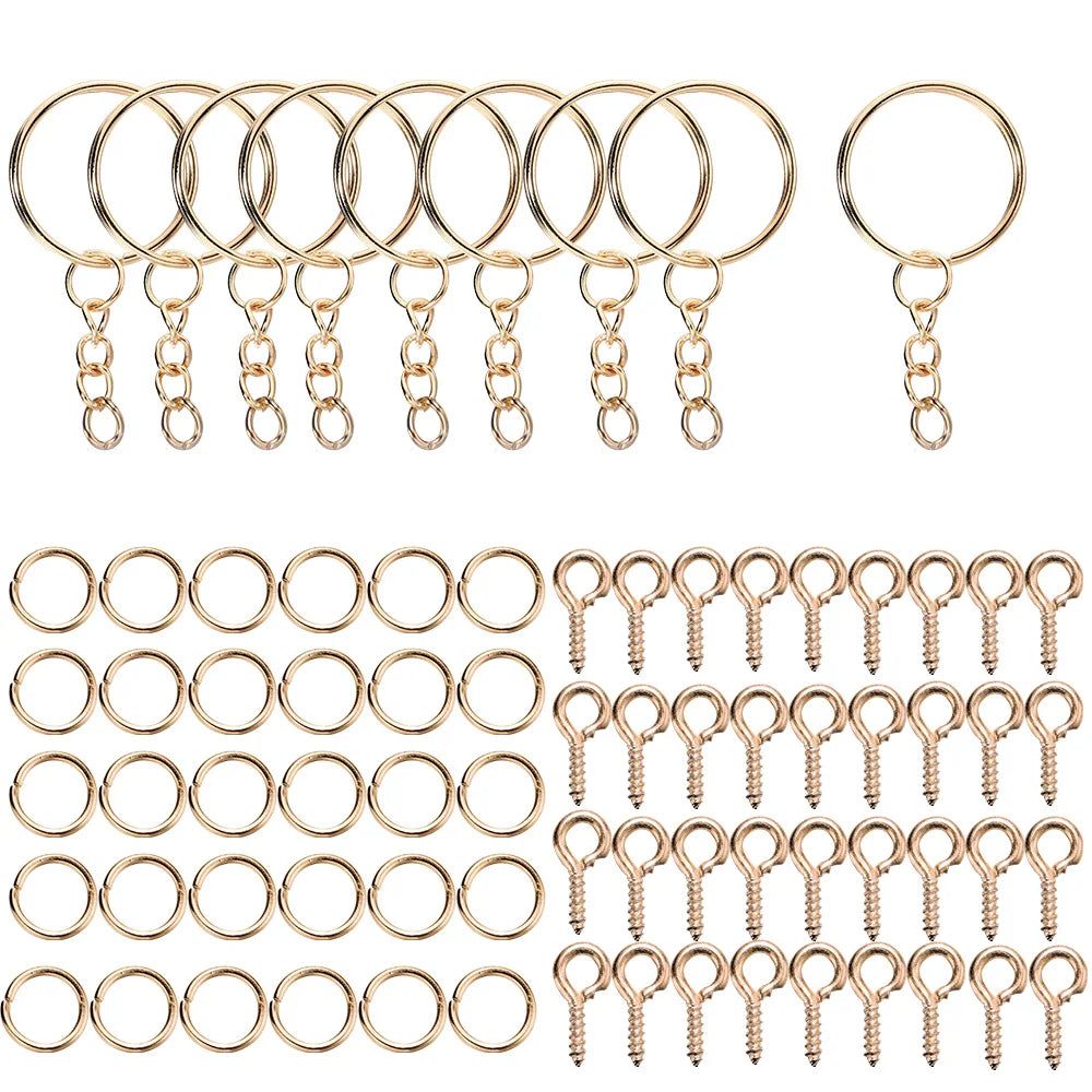 110/220Pcs Keychain - Open Jump Rings, Eye Pins for Epoxy Resin Key Chains