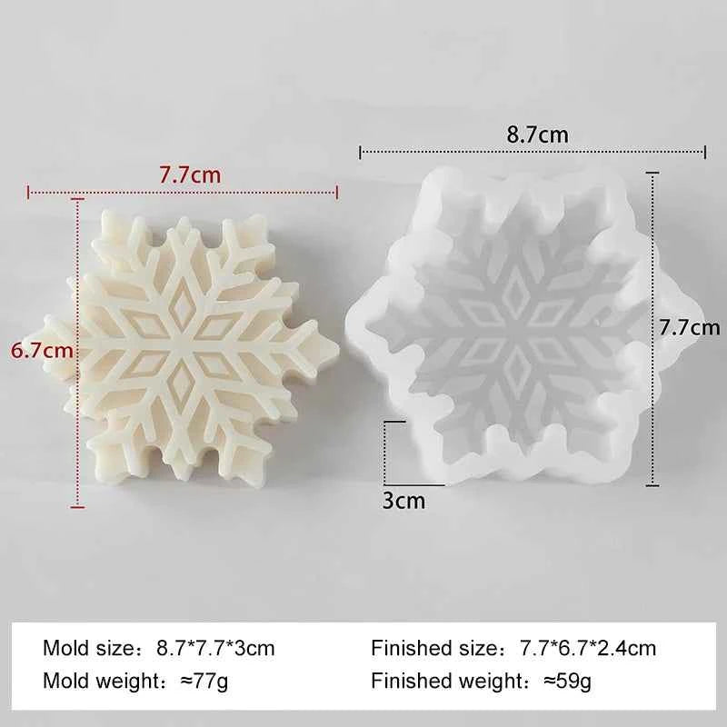 3D Snowflake Silicone Candle Mold – Winter Mold for Wax, Soap, Resin and Plaster