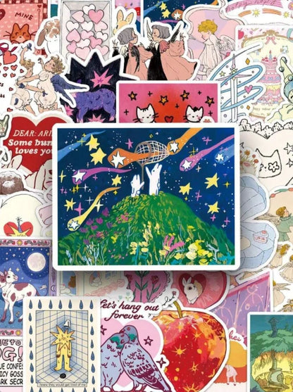 50Pcs Retro, Fantasy, Dream, Waterproof Stickers