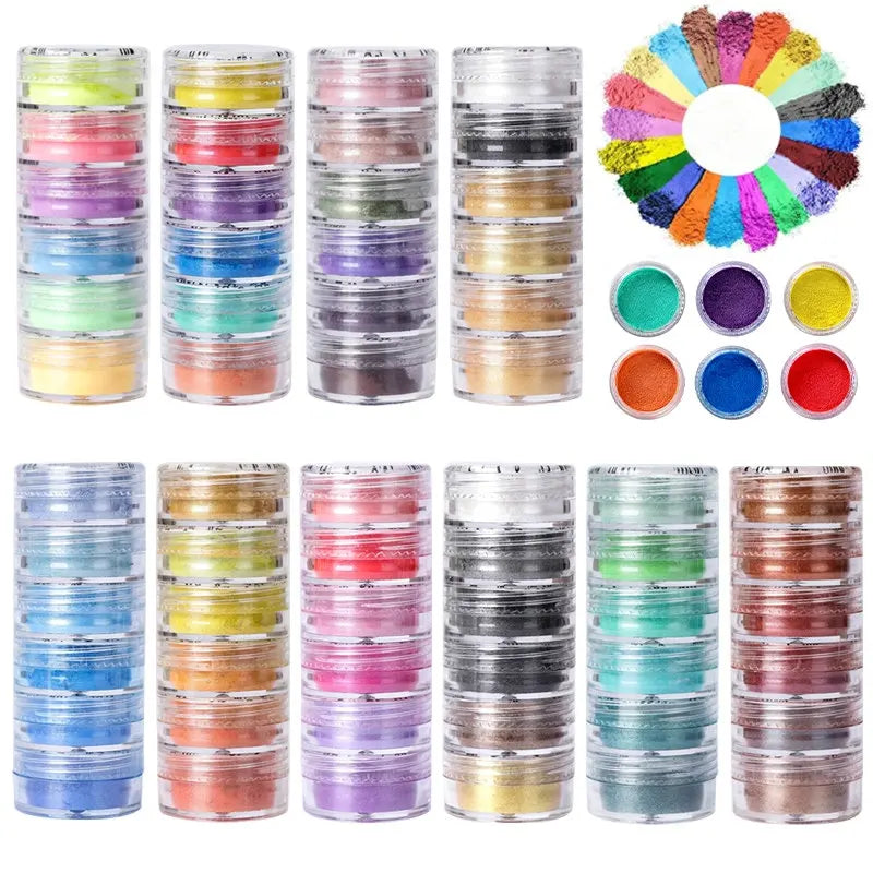 6 Color Sets of Pearlescent Mica Powder Pigment for Epoxy Resin