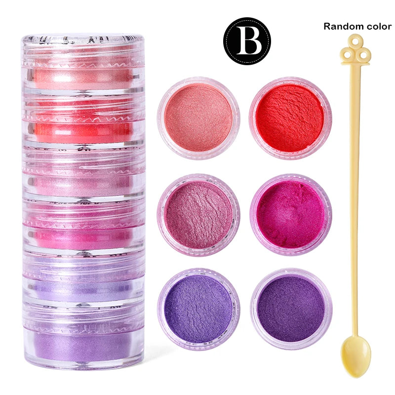 6 Color Sets of Pearlescent Mica Powder Pigment for Epoxy Resin