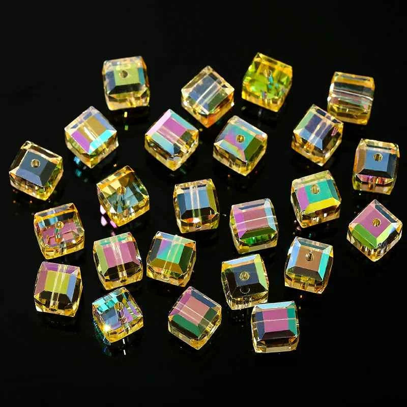 8MM Glass Cube Beads