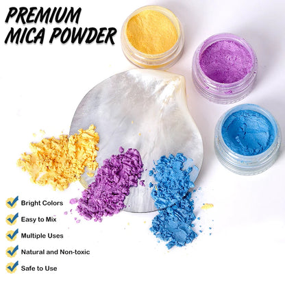 6 Color Sets of Pearlescent Mica Powder Pigment for Epoxy Resin
