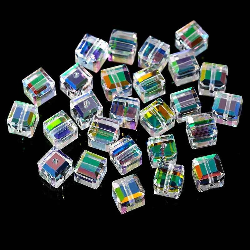 8MM Glass Cube Beads