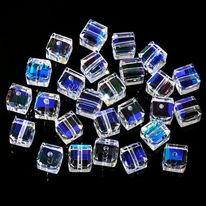 8MM Glass Cube Beads