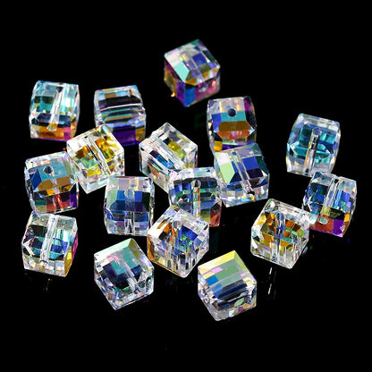 8MM Glass Cube Beads