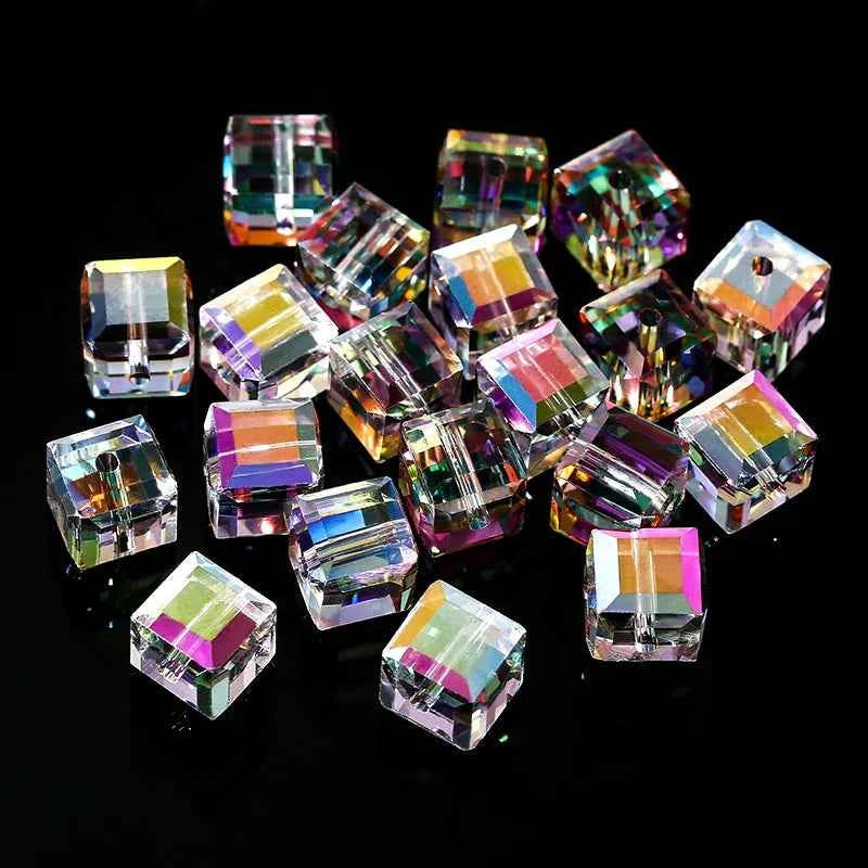8MM Glass Cube Beads