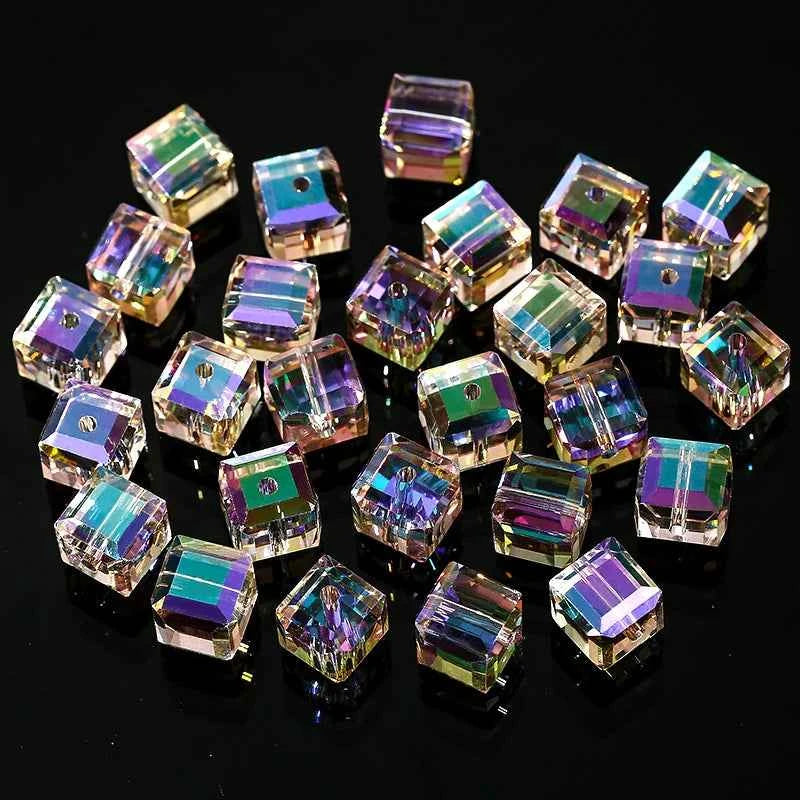 8MM Glass Cube Beads