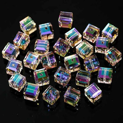8MM Glass Cube Beads