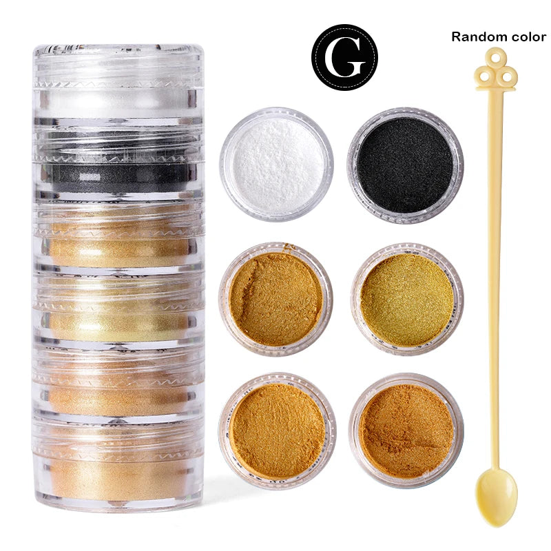 6 Color Sets of Pearlescent Mica Powder Pigment for Epoxy Resin
