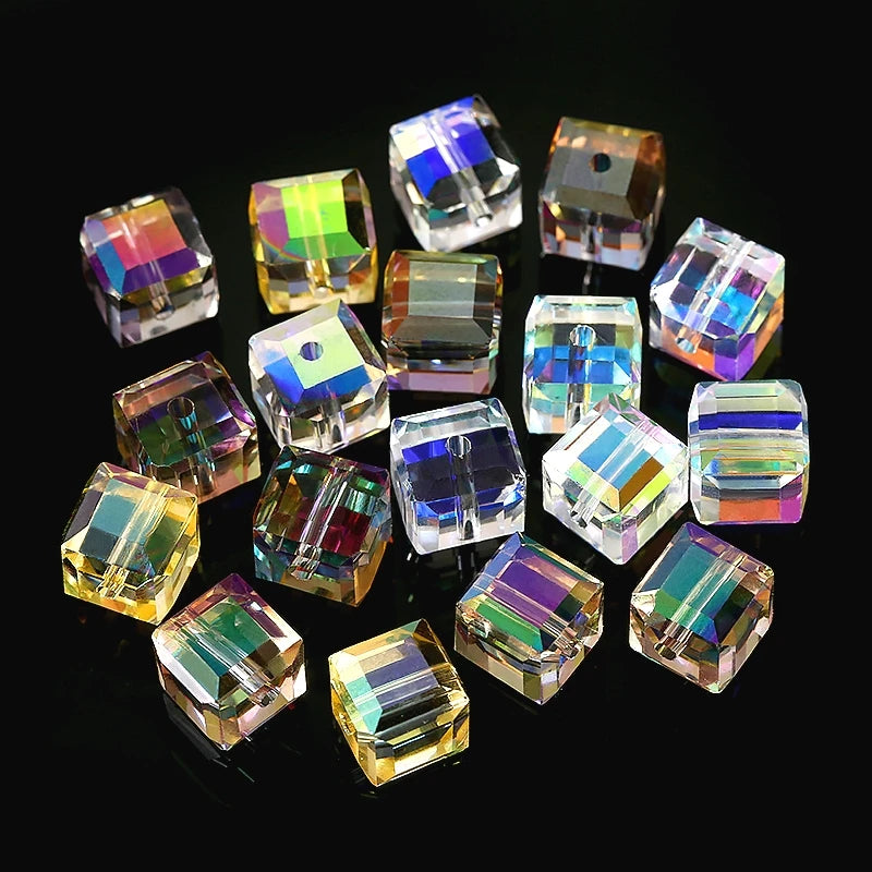 8MM Glass Cube Beads