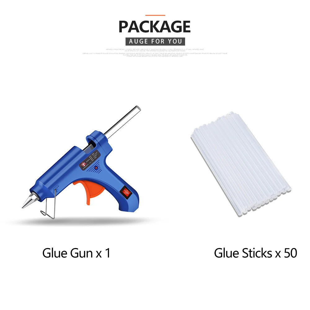 Blue hot  glue gun with 50 white glue sticks 