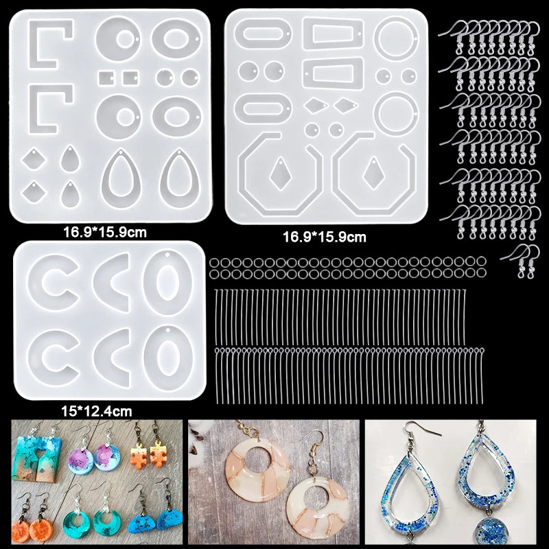 Resin Silicone Mold Set for Earrings, Necklaces, Pendants, Key Fobs