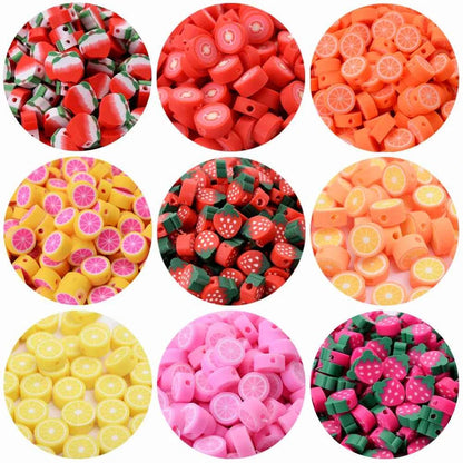 30pcs Polymer Clay Beads - Different Fruits