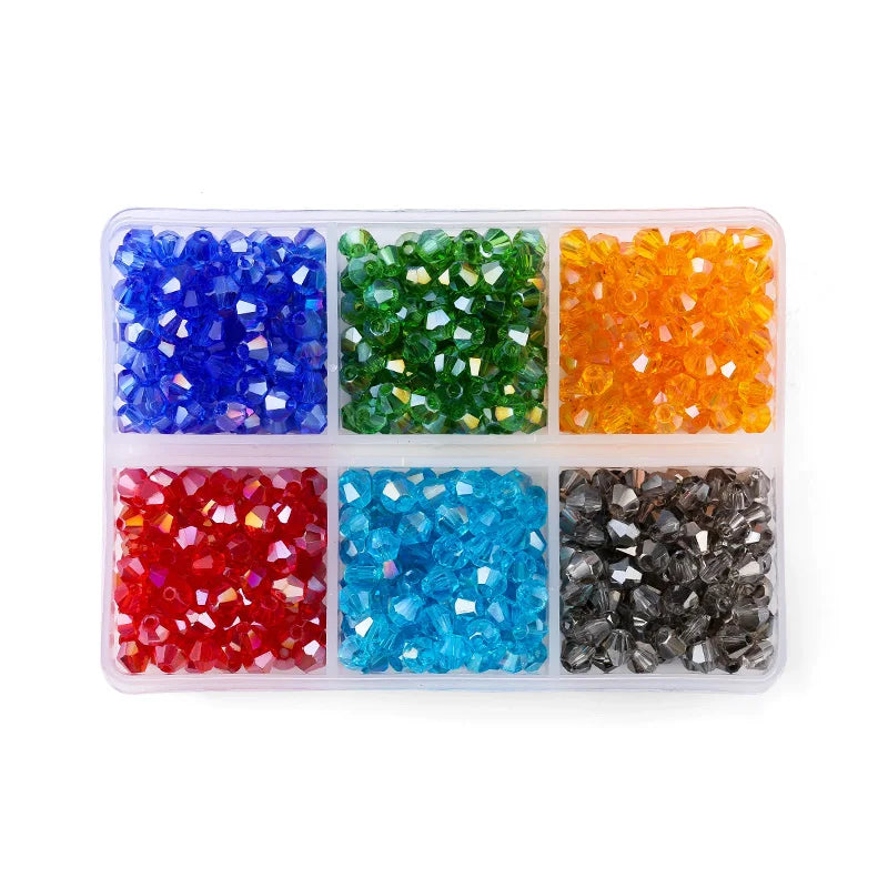 600PCS 4mm Plated Color Crystal Beads - Available in 6 Color Sets