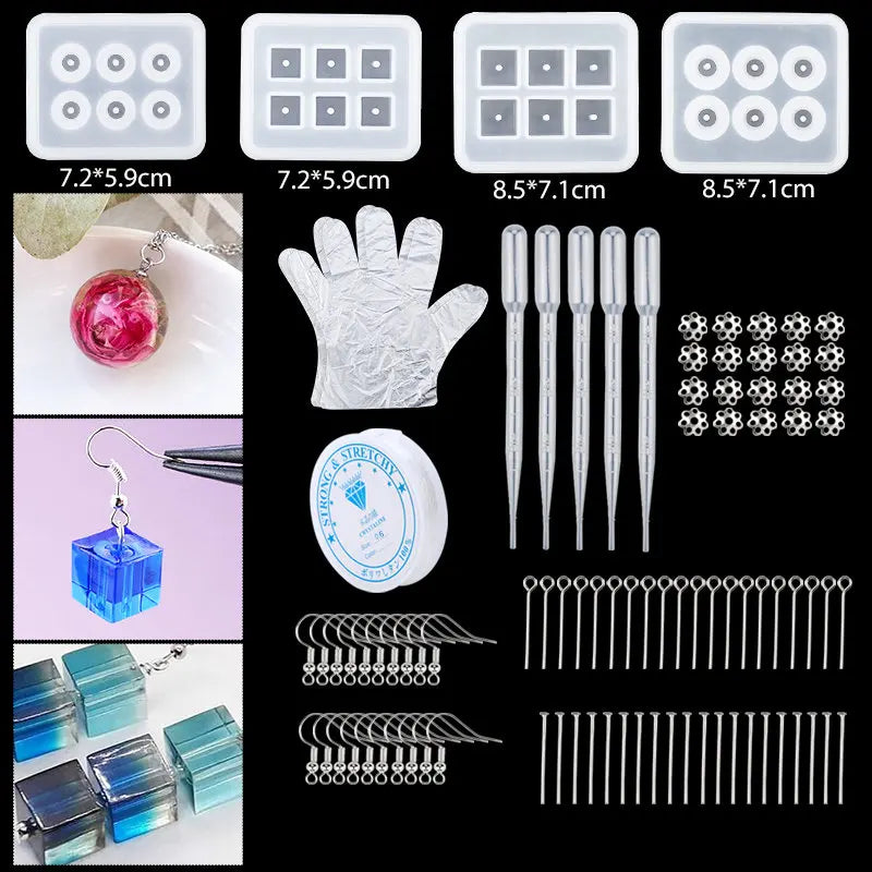 Resin Silicone Mold Set for Earrings, Necklaces, Pendants, Key Fobs
