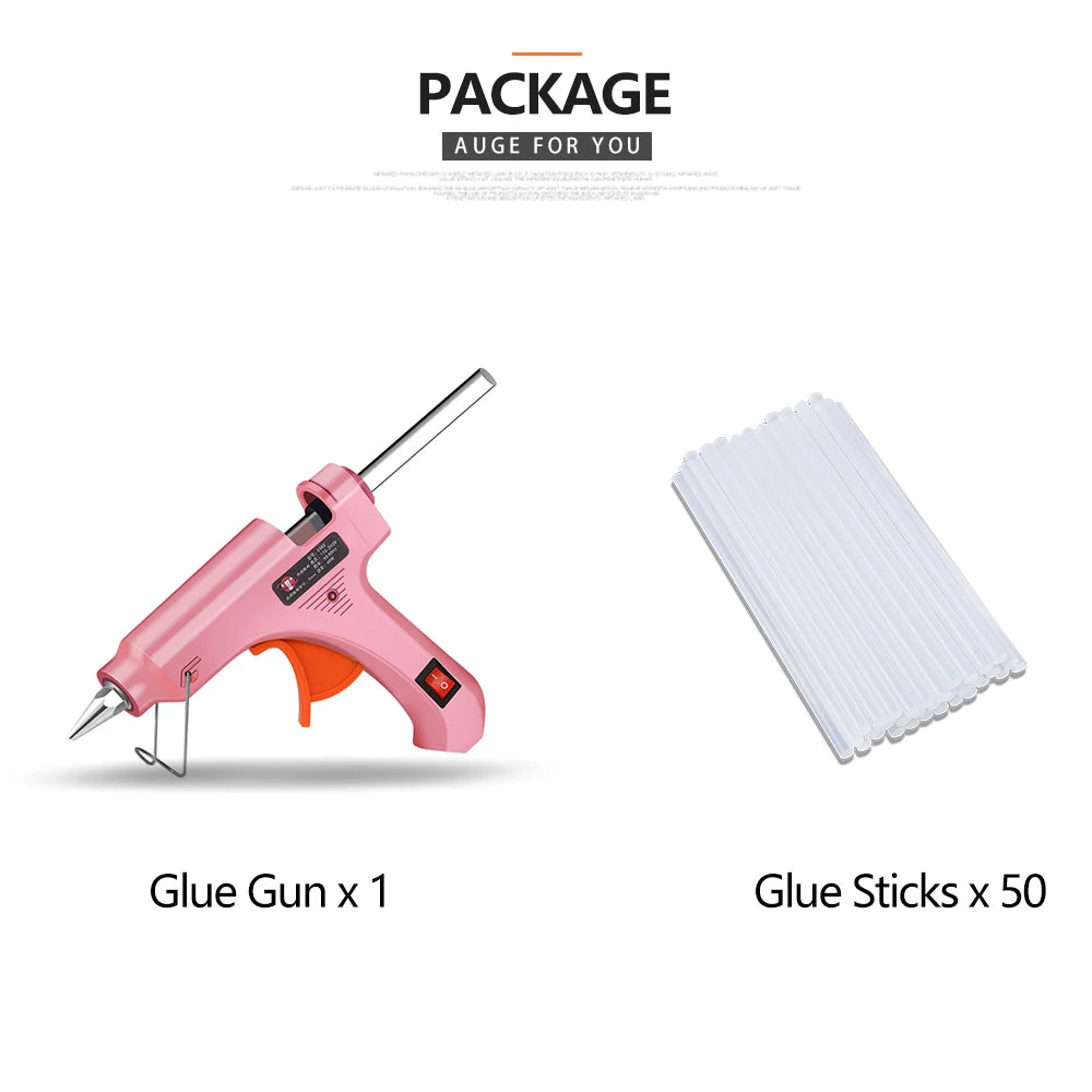 Pink hot glue gun with 50 glue sticks 