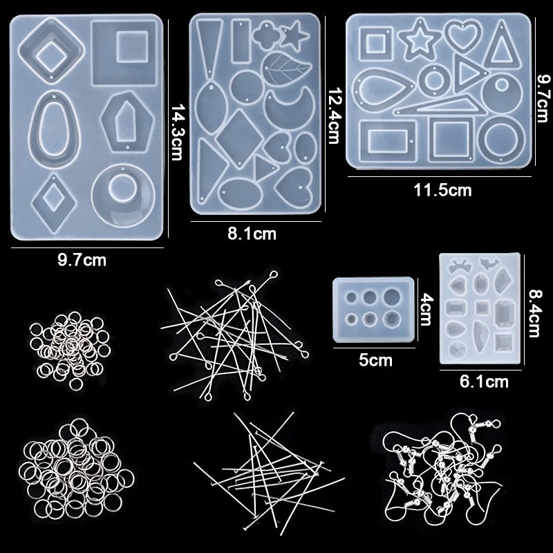 Resin Silicone Mold Set for Earrings, Necklaces, Pendants, Key Fobs