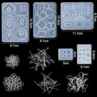 Resin Silicone Mold Set for Earrings, Necklaces, Pendants, Key Fobs