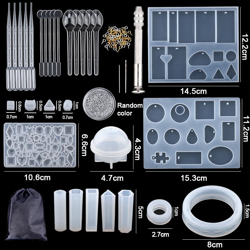 Resin Silicone Mold Set for Earrings, Necklaces, Pendants, Key Fobs