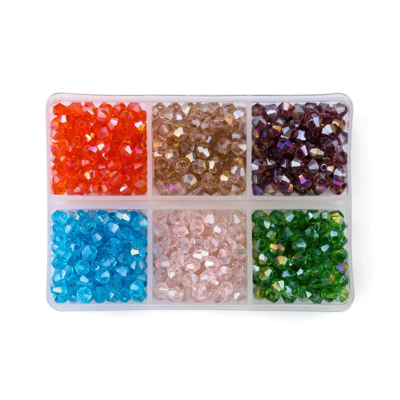 600PCS 4mm Plated Color Crystal Beads - Available in 6 Color Sets