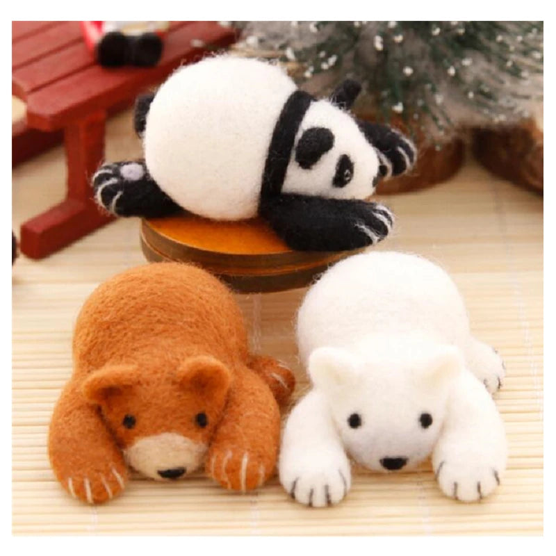 Polar Bear, Brown Bear or Panda - Wool Felting Kits