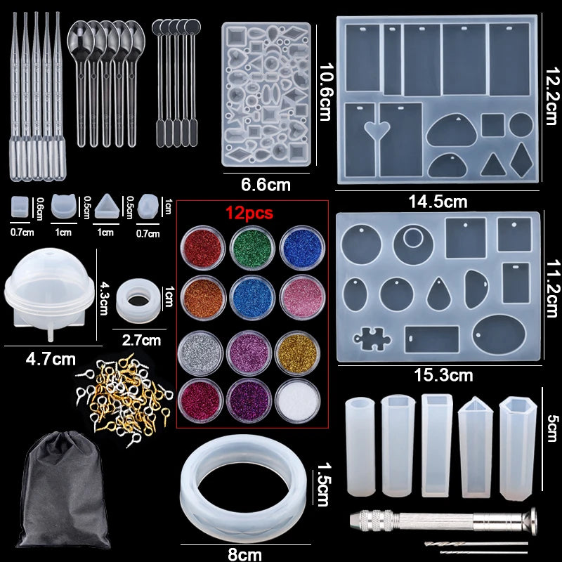 Resin Silicone Mold Set for Earrings, Necklaces, Pendants, Key Fobs