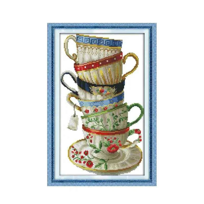 Elegant Tea Cup Cross Stitch Kit