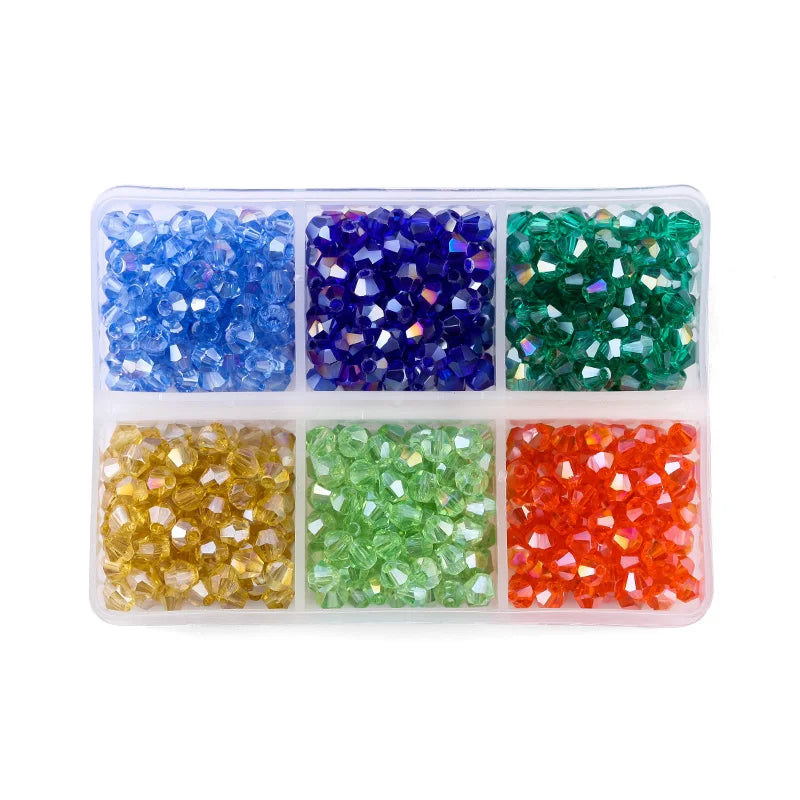 600PCS 4mm Plated Color Crystal Beads - Available in 6 Color Sets